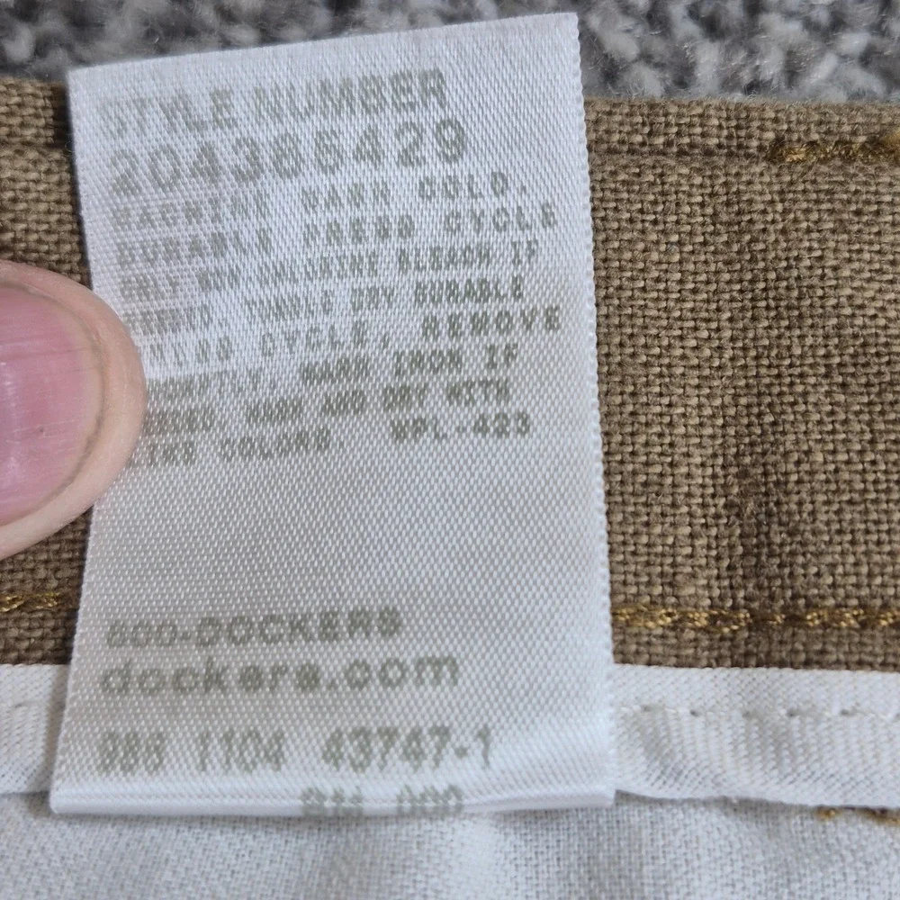 Dockers Pleated Pants Mens 40x30 Brown Linen Cotton Relaxed Fit Cuffed